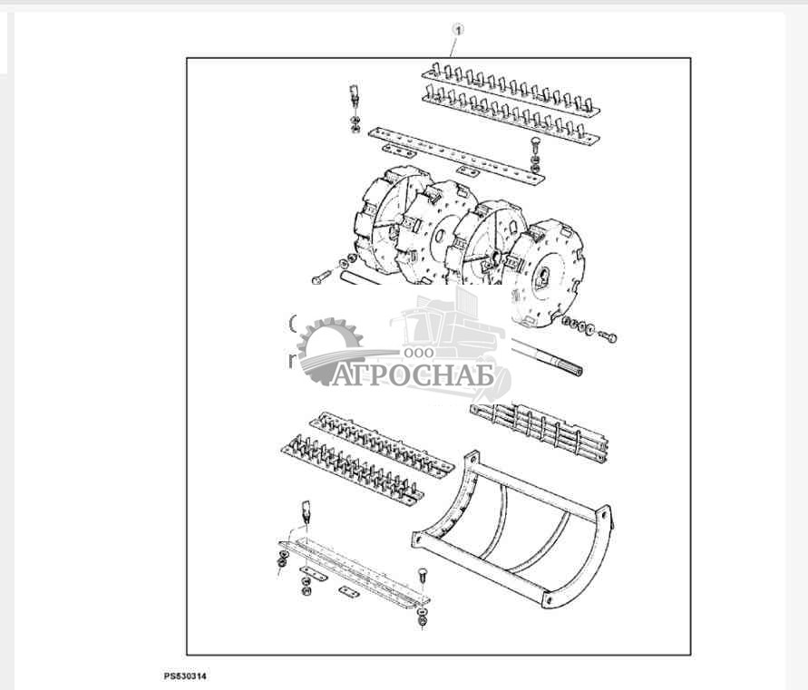 Оборудование, барабан зубьев бороны и подбарабанье 